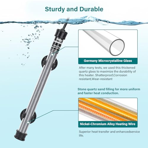 hygger Submersible Aquarium Heater, 100W 150W 200W 300W Adjustable Fish Tahk Heater with Temperature Controller, LED Display, Small Aquarium Betta Heater for up to 20/26/40/48 Gallons - size: 150W