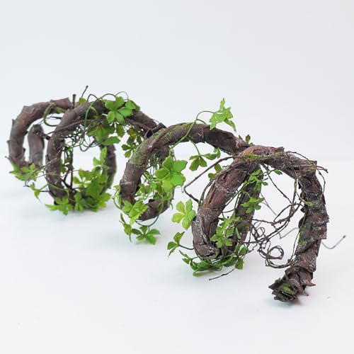 71" Bendable Tree Branch Halloween Jungle Vine Hanging Moss Garland Reptile | Artificial Posable Greenery Branches Faux Tree Twigs Ivy Leaves for Climb Outdoor Canopy Wedding Wall Porch Mantel Decoration