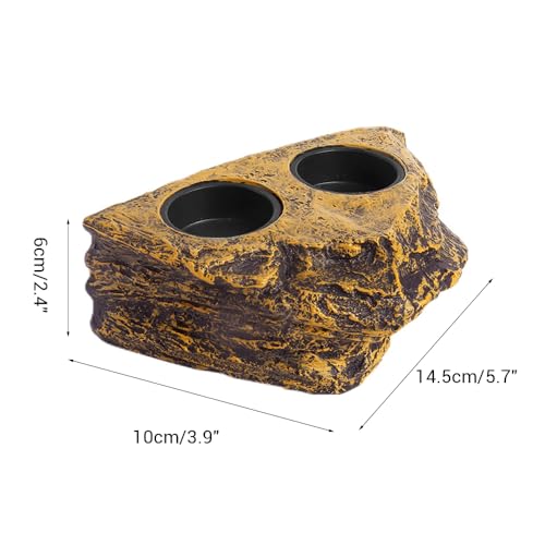 Gecko Feeding Ledge, Double Bowl Reptile Feeding Tray Magnetic Reptile Terrarium Tank Accessory for Geckos Lizards Chameleons Reptile Pets