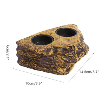 Gecko Feeding Ledge, Double Bowl Reptile Feeding Tray Magnetic Reptile Terrarium Tank Accessory for Geckos Lizards Chameleons Reptile Pets