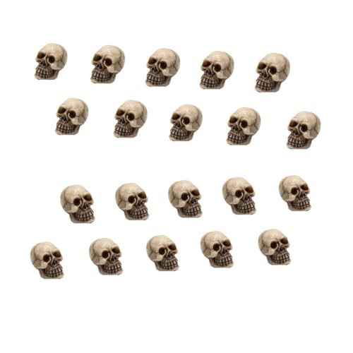 20PCS Mini Skull Figurine Miniature Set, Tiny Resin Skeleton Bone Skull Heads Statues for Halloween Prank Props, Desktop, Witchcraft, Haunted Dollhouse Micro Landscape Figure DIY Crafts Accessories
