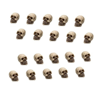 20PCS Mini Skull Figurine Miniature Set, Tiny Resin Skeleton Bone Skull Heads Statues for Halloween Prank Props, Desktop, Witchcraft, Haunted Dollhouse Micro Landscape Figure DIY Crafts Accessories