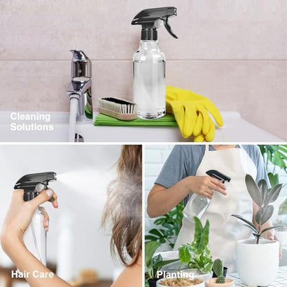 Uineko Spray Bottles 2-Pack, 10 Oz, Mist & Stream, Heavy Duty Spraying Empty Water Sprayer Bottle, BPA Free Plastic Refillable Containers for Cleaning Solutions, Plants, Hair, Essential Oils (Clear) - style: Clear