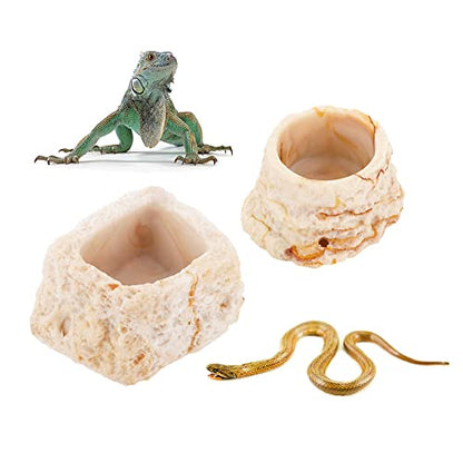 2 Pack Micro Water Bowl Mini Anti-Turnover Resin Dish for Lizard Frog Scorpion Corn Snake Reptiles