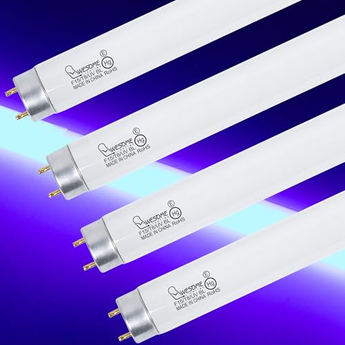 18 Inch T8 15 Watt Black Light Bulbs, F15T8/BL Fluorescent Lamp for 30W Machine, Black Light Bulbs, 365-nm Black Light, G13, 4 Pack