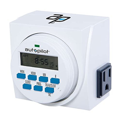 HYDROFARM 7 Day Dual Outlet Indoor Digital Programmable Scheduled Timer Controllers with On/Off Button for Fans and Lights, (4 Pack)