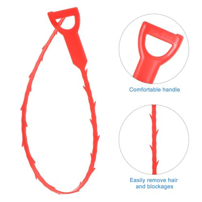 uxcell 3pcs 20 Inch Drain Hair Clog Remover Tool PP & 63 Inch Drain Cleaner Tool Sticks Stainless Steel Sewer Cleaning Hook Unclog Sink Unclogger for Toilet Bathtub Sewer, Red - color: Red, size: 63 Inch