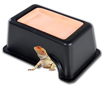 Tfwadmx Reptile Hide Box, Humid Hideout Cave for Reptiles Snake Hide Lizards Hideaway Hut Leopard Gecko Tank Accessories for Snakes Leopard Spiders Turtles Amphibians