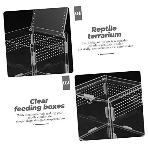 Acrylic Feeding Box for Reptiles Terrarium Kit Observation Window Easy Cleaning - size: 9.5x9cm