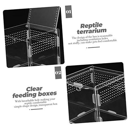 Acrylic Feeding Box for Reptiles Terrarium Kit Observation Window Easy Cleaning - size: 9.5x9cm