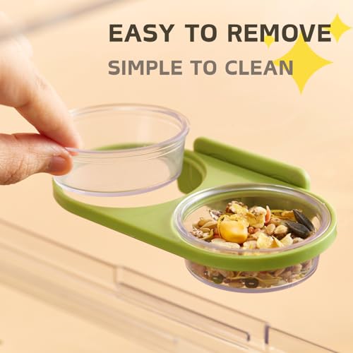 Magnetic Reptile Feeding Ledge with 2 Pack Plastic Bowls Food Feeder Water Dish for Crested Gecko Dwarf Hamster(Gray, Magnetic-Mounted) - color: Gray(Pack of 1）