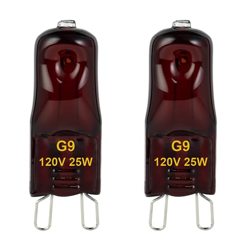 G9 Heat Lamp Bulbs for Reptile,Night Red, Mini Halogen Bulb 25W, Infrared Reptile Heat Lamp for Bearded Dragon Gecko Turtle Lizard, Pack of 2 - size: 25W-Pack of 2