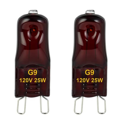 G9 Heat Lamp Bulbs for Reptile,Night Red, Mini Halogen Bulb 25W, Infrared Reptile Heat Lamp for Bearded Dragon Gecko Turtle Lizard, Pack of 2 - size: 25W-Pack of 2