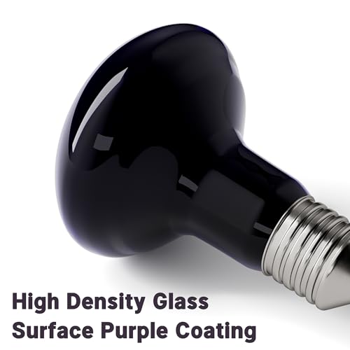 75W Reptile Night Light Bulb, UVA Heat Lamp with Moonlight, Purple Night Basking Lamp for Bearded Dragons, Lizards, Snakes, Chameleons, Turtles & Amphibians, Terrarium Aquarium Use - color: Purple-moonlight Heat Lamp, size: 75 Watts