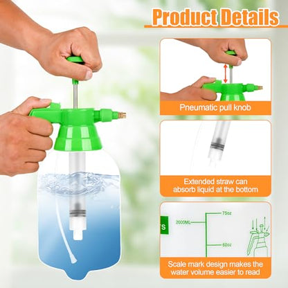 3 Pcs 1/2 Gallon Plastic Handheld Pump Sprayer – Garden Pressure Sprayer with Adjustable Nozzle for Plants, Cleaning, Household Tasks – Green - color: Green, size: 1/2 Gallon