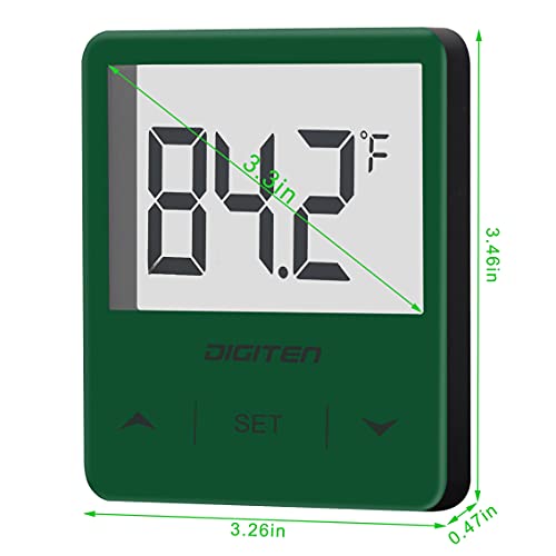 DIGITEN Aquarium Thermometer Digital Fish Tank Thermometer with Large LCD Display Stick On Water Terrarium Temperature Sensor Gauge for Reptiles Turtle Amphibians - color: Green