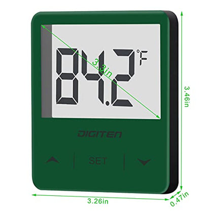DIGITEN Aquarium Thermometer Digital Fish Tank Thermometer with Large LCD Display Stick On Water Terrarium Temperature Sensor Gauge for Reptiles Turtle Amphibians - color: Green