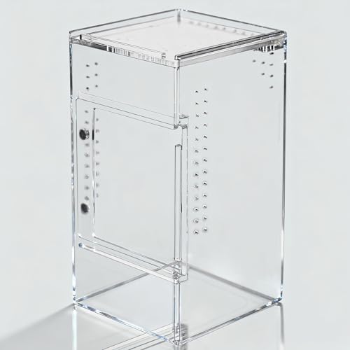 Reptile Tank 3x3x6 Terrarium – Acrylic Reptile Enclosure for Gecko, Jumping Spider, and Praying Mantis – Compact Tree-Dwelling Terrarium for mini Pets - size: 3"3"6"