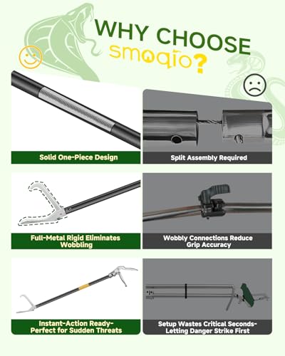 Snake Grabber Tool, 47in Compact Power Snake Tongs, All-Aluminum Alloy Reptile Catcher Grabber with Anti-Slip Grip, Wide Jaw Multi-Function Handling Tool with Lock - size: 47 inch