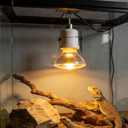 2pcs Reptile Heat Lamp Holder - Adjustable Light Stand - Ceramic Heat Lamp Socket - Terrarium Light Bracket for Lizard Tanks Tortoise Habitats
