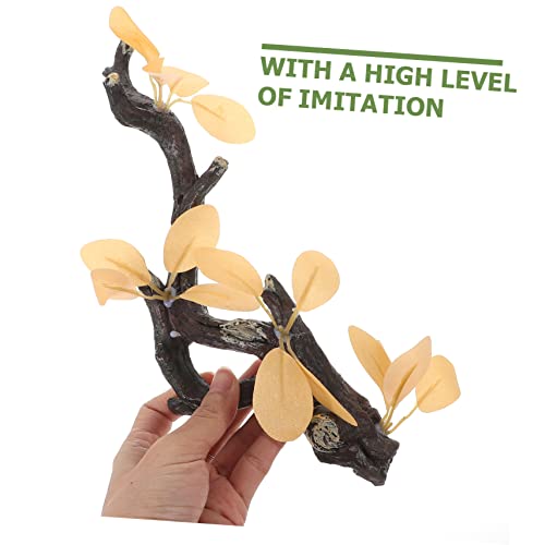ibasenice Reptile Accessories Artificial Branch Suction Cup Resin Sculpture for Pet Lizard Tank Decor