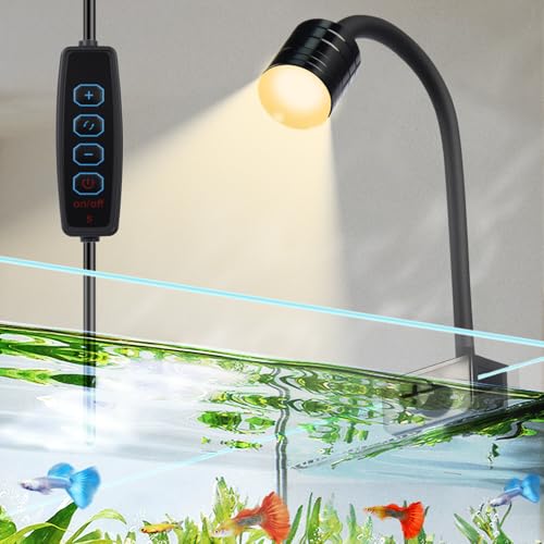 UPETTOOLS 3W LED Aquarium Light with 3 Color Modes – Clip On Fish Tank Lamp for Plants, Terrariums & Coral (Yellow, Warm White, White)