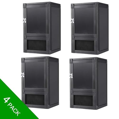 18x18x36 Hybrid Reptile Cage, Tall PVC & Screen Enclosure with Aluminum Frame and Dual Acrylic & Mesh Doors, Ventilated Terrarium for Chameleon and Arboreal Reptiles (2, Black) - color: black