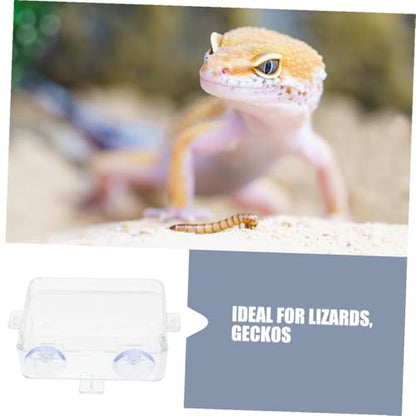 VOSAREA Reptile Food Dish Bowl with Suction Cup, Large Plastic Lizard Feeder and Water Bowl for Bearded Dragons, Geckos, and Chameleons, Snake Tank and Gecko Tank Accessories