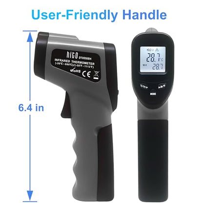 hito Infrared Thermometer Gun Laser Temperature Gun -58°F to 1112°F, Temp Gun for Pizza Oven, Cooking, Refrigerator, Pool, Reptiles, Air Conditioner, for Surface Temperature of Meat, Food, Liquid