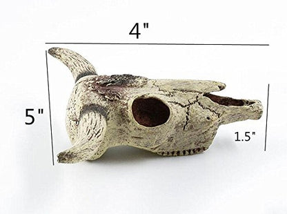 Leoyoubei Aquarium Decoration, Fish Tank Small Skull,Fish Turtle Hidden, Bonsai beautification. Cave Landscape Pet Reptile House Shrimps & Snails Love Them (Cattle Skull)