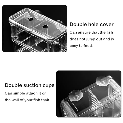 Mipukbay Aquarium Small Isolation Breeding Box, Acrylic Transparent Aquarium Breeder Box for Fish Fry Hatching, Shrimp Breeding, Betta, Guppy, Killifish, Clownfish, Suitable for Small Fish Tanks - size: Small