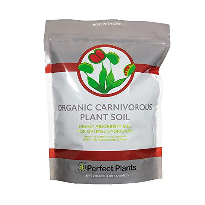 Perfect Plants Carnivorous Plant Soil | 4 Qts. Organic Premium Mix | Use with Venus Fly Traps, Pitcher Plants, or Other Carnivorous Plants - size: 4 qts.