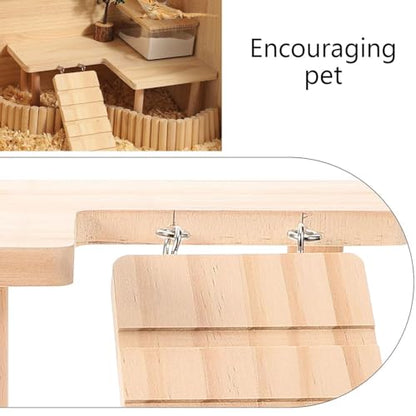 Reptiles Hideout Wooden with Climbing Ramp Bearded Dragon Hide Cave Wood Aquariums & Terrariums Accessories for Bearded Dragons Leopard Geckos Lizards Turtles Hamsters(Large)