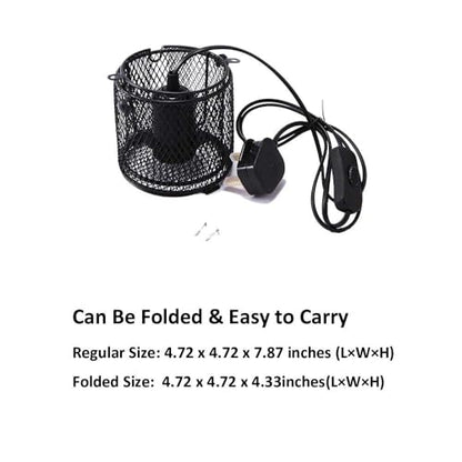 Reptile Heat Lamp Holder with Anti-hot Bracket, Pet Heat Lamp Lampshade Holder Heating Light Bulbs Holder Heating Lamp Shade with Switch for Pet Amphibian Snake Lizard Turtle Birds Chick，US Plug