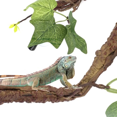 INOOMP Reptile Climbing Vines with Suction Cups, Flexible Artificial Jungle Vines, 2pcs Decorative Rattan Branches for Lizard Tank Habitat and Gecko Terrarium