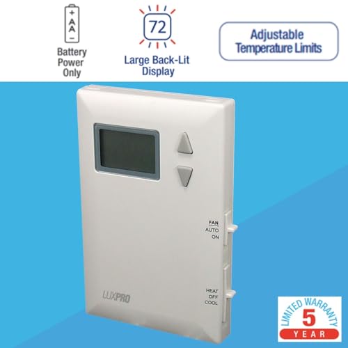 Lux Pro PSD011B Digital Non-Programmable Thermostat for Home, 1 Heat, 1 Cool - style: PSD011B