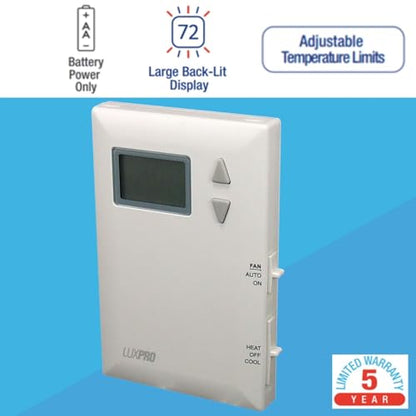 Lux Pro PSD011B Digital Non-Programmable Thermostat for Home, 1 Heat, 1 Cool - style: PSD011B