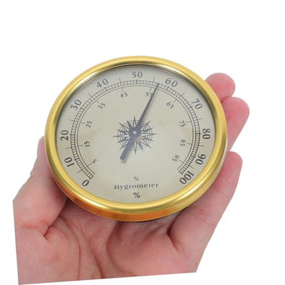 Toyvian Golden Round Analog Hygrometer 2.83 Inch with 2% Rh Resolution and Stable Reliable Readings, Stainless Steel and Glass Material, for Reptile Terrarium and Room Panel Mount