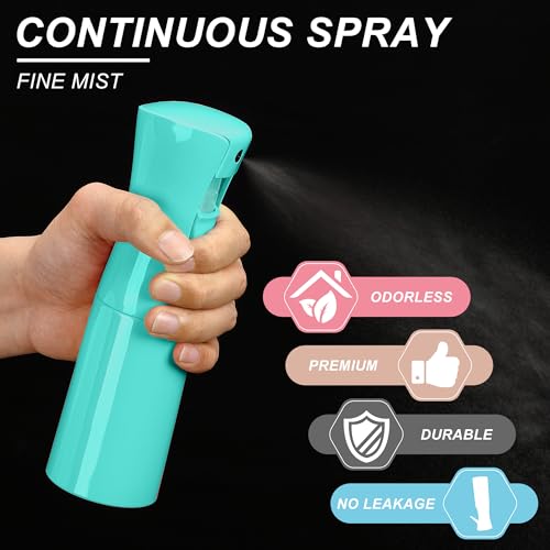 (Blue Hair Mister Spray Bottle ，Spray Water Bottle Fine Mist Refillable Plants（6.8OZ /200ML） Barber，Showering Pets, Plants, travel, Ironing and Cleaning ﻿ ﻿ ﻿(Continuous Spray) - color: Blue