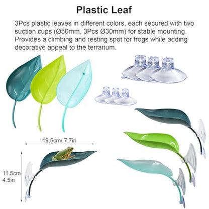 13Pcs Frogs Tank Accessories Set - Tree Frog Habitat Kit - Toad Terrarium Accessories with Hideout, Water Dish, Feeding Dish & Decorative Plants | Frog Tank Accessories for Tree Frog Terrarium
