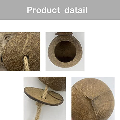 Crested Gecko Coconut Hut,Leopard Gecko Natural Coco Shell Den Reptiles Habitat Durable Hanging Cave Hideouts Plants Climbing Decoration for Amphibians and Small Animals(4 Pcs)