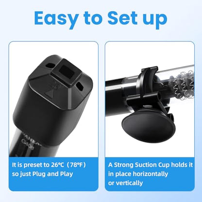 AQUANEAT Aquarium Heater, 50W Small Betta Fish Tank Heater, Mini Preset Water Thermostat with a Thermometer - size: 50W