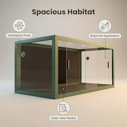 120 Gallon Reptile Terrarium 4x2x2, Extra Large Glass Enclosure with Sliding Doors, Heavy-Duty Screen Top Ventilation, Secure Anti-Escape Habitat for Bearded Dragons, Lizards & Snakes - Green