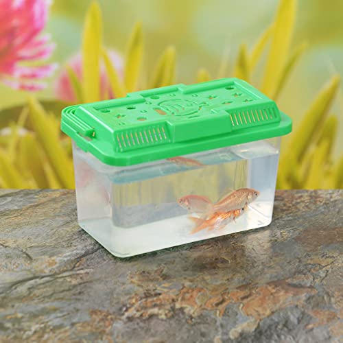 Ipetboom Portable Fish Tank 5.11X3.54X3.54 Inch Handheld Transparent Turtle Box Plastic Aquarium Reptile Carrier Small Pet Hamster Habitat - size: 13x9cm