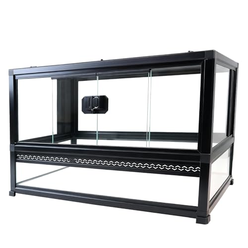 Reptile Terrarium Glass Enclosure 22" × 14" × 12", Front Opening Tank with Mesh Top, Easy Assembly for Small Reptiles, Geckos, Lizards, Snakes, Turtles & More - size: 22" x 14" x 12"