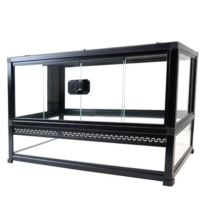 Reptile Terrarium Glass Enclosure 22" × 14" × 12", Front Opening Tank with Mesh Top, Easy Assembly for Small Reptiles, Geckos, Lizards, Snakes, Turtles & More - size: 22" x 14" x 12"