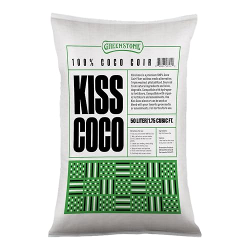 Greenstone Kiss Coco Coir Soil 100% - Low EC, RHP Certified Premium Soilless Media Alternative (50 Liters / 1.77 Cu Ft)