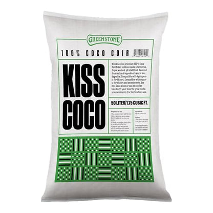 Greenstone Kiss Coco Coir Soil 100% - Low EC, RHP Certified Premium Soilless Media Alternative (50 Liters / 1.77 Cu Ft)