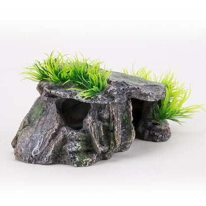 KOOBOOK 1Pcs Creative Resin Rock Cave for Aquarium Decor Amphibians Spiders Frogs Funny Hiding Spot in Fish Tank Reptile Simulation Rock Cave Terrarium Turtle Hideout