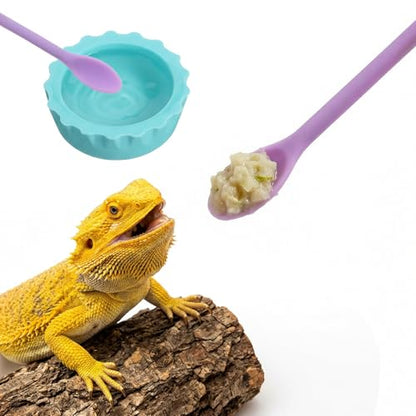 9 Pack Crested Gecko Food Dish & Spoons, Silicone Gecko Feeding Cups Reusable Small Reptile Food and Water Bowl Gecko Tank Accessories for Hermit Crabtortoise Tarantula Lizard, 7 Colors